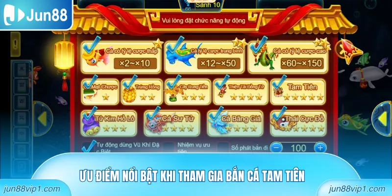 Ưu điểm nổi bật khi tham gia bắn cá tam tiên